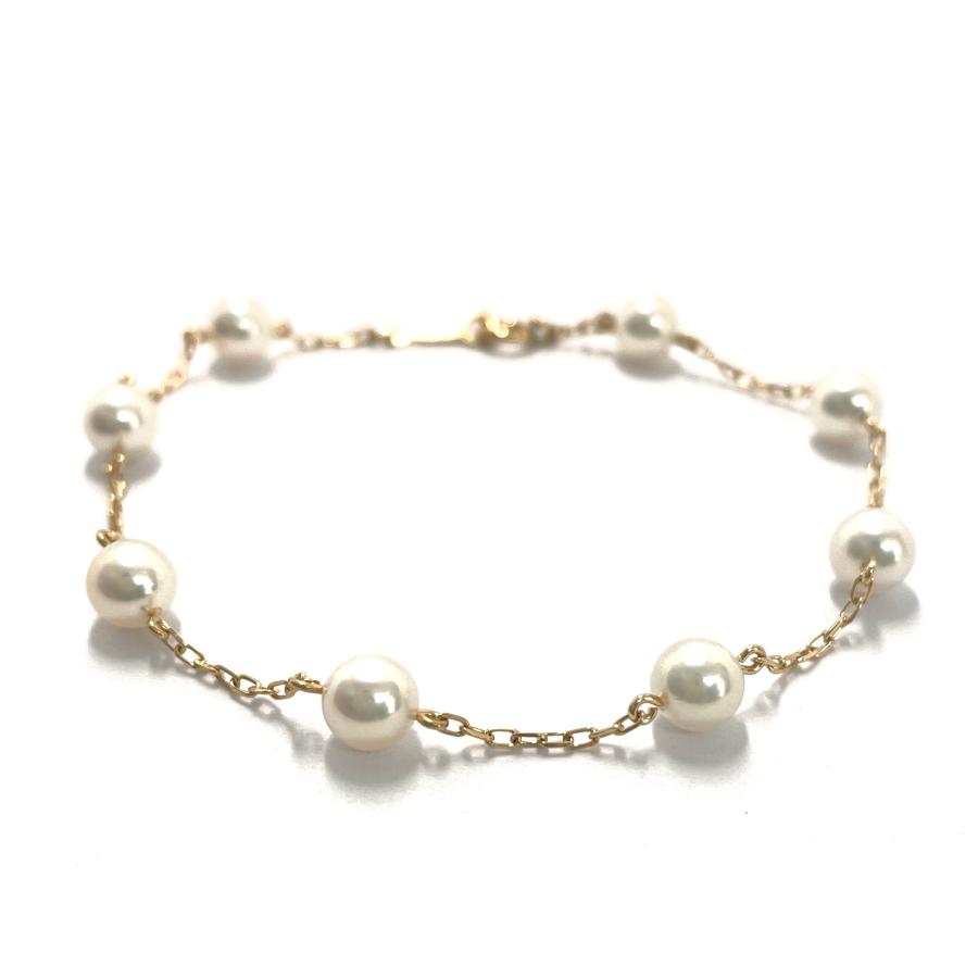 MIKIMOTO（ミキモト） パールブレスレット K18YG ステーション 5.2~5.4 