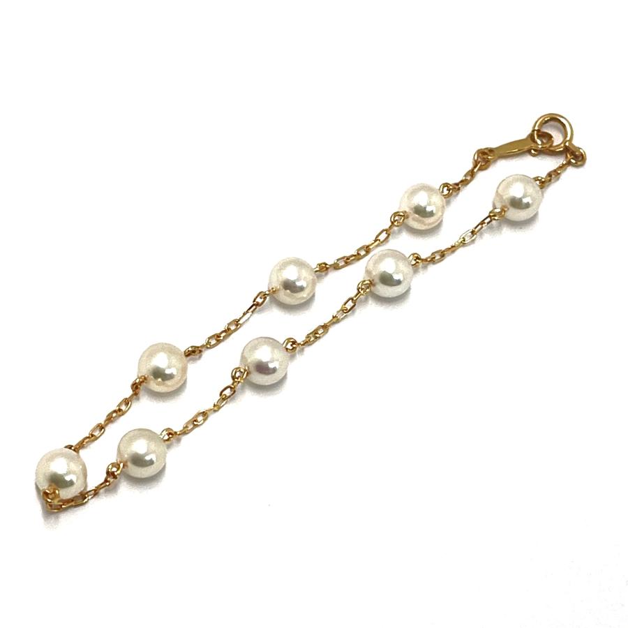 MIKIMOTO（ミキモト） パールブレスレット K18YG ステーション 5.2~5.4