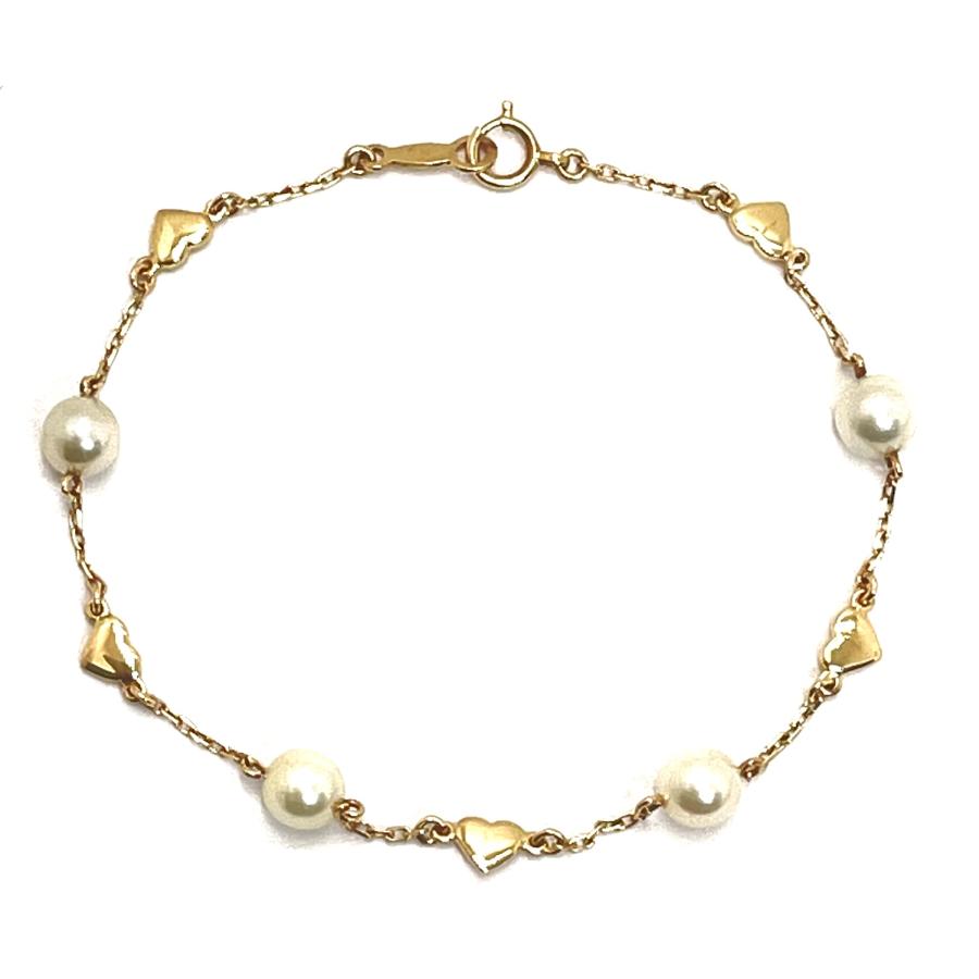 MIKIMOTO（ミキモト） パールブレスレット K18YG 5.4~5.5mm ハート