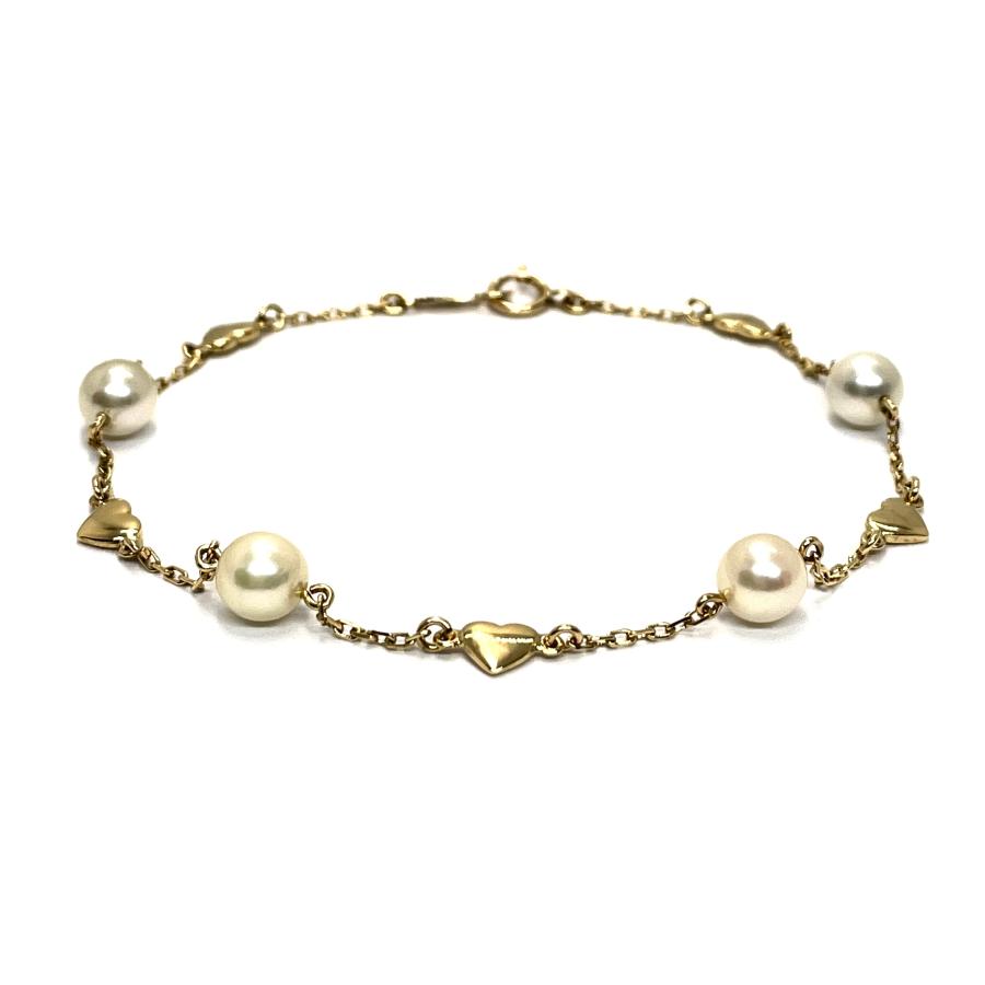 MIKIMOTO（ミキモト） パールブレスレット K18YG 5.4~5.5mm ハート 