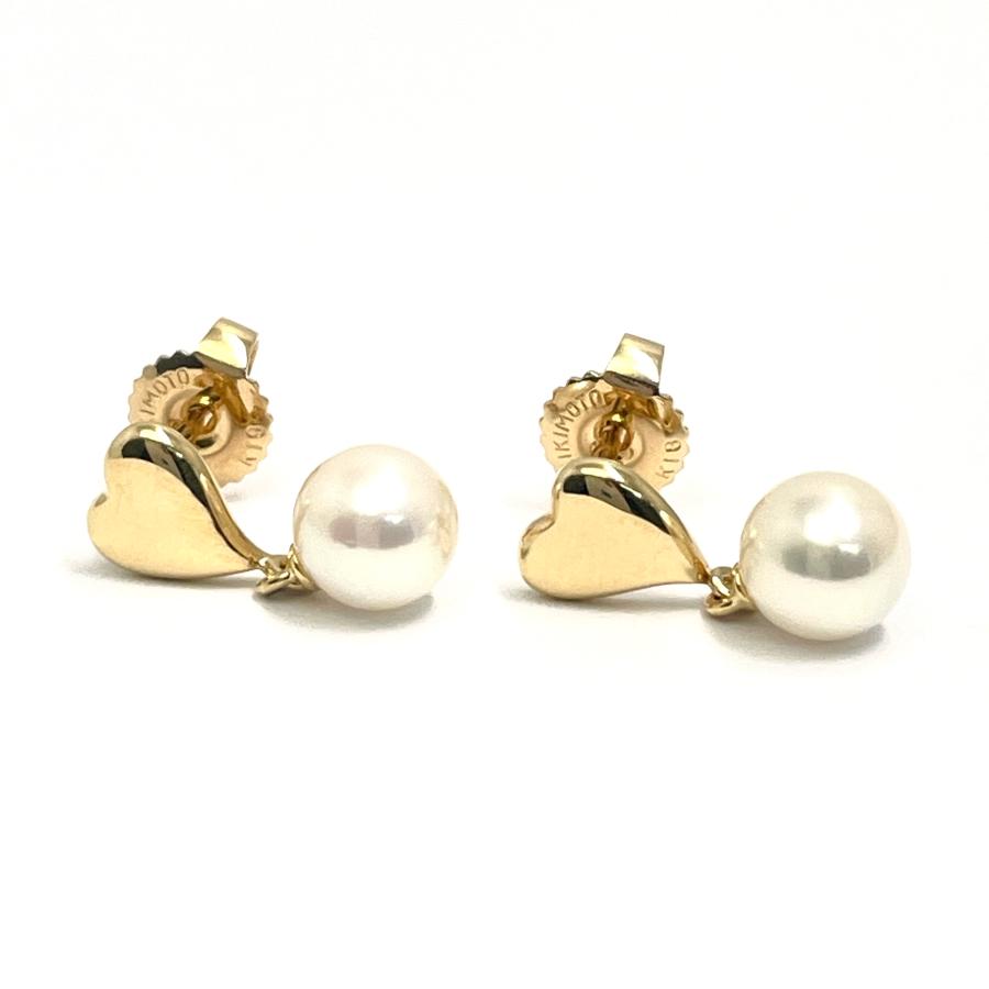 MIKIMOTO（ミキモト） パールピアス ハート K18YG 5.9mm アコヤ真珠