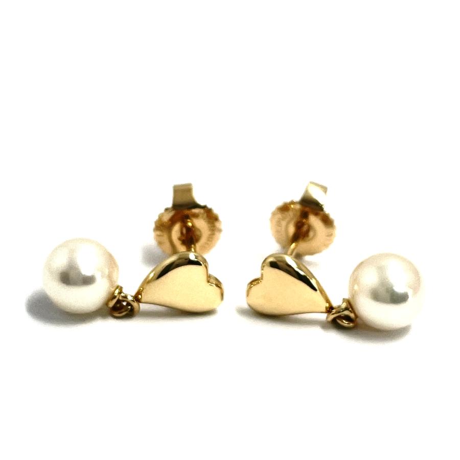 MIKIMOTO / ミキモト　パールピアス　ハート　K18YG　5.9mm　アコヤ真珠　プレゼント