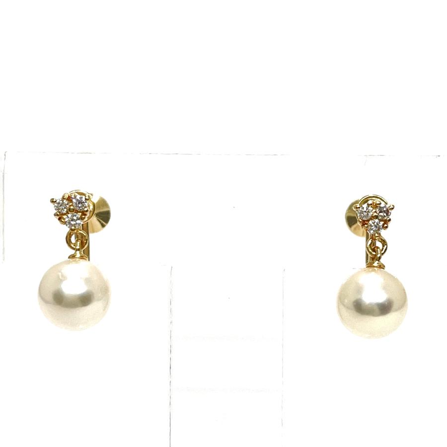 MIKIMOTO（ミキモト） パール ダイヤ イヤリング K18YG 7.0mm アコヤ 
