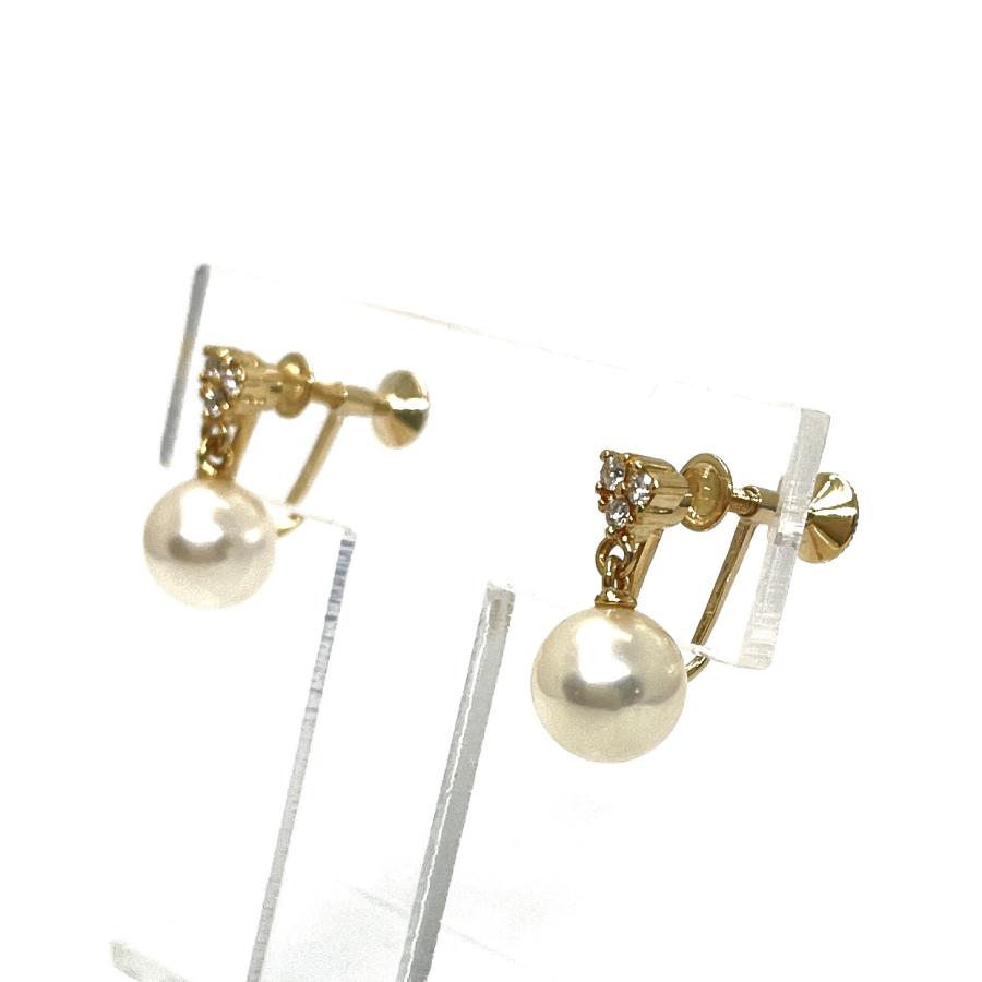 MIKIMOTO（ミキモト） パール ダイヤ イヤリング K18YG 7.0mm アコヤ 