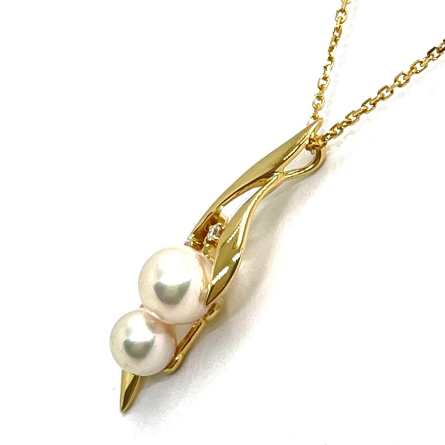 MIKIMOTO（ミキモト） パールダイヤネックレス K18YG 5.8~6.8mm