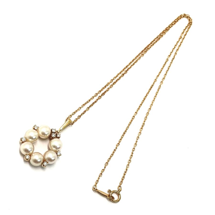 MIKIMOTO（ミキモト） パール ダイヤ ネックレス サークル K18YG 5.4mm