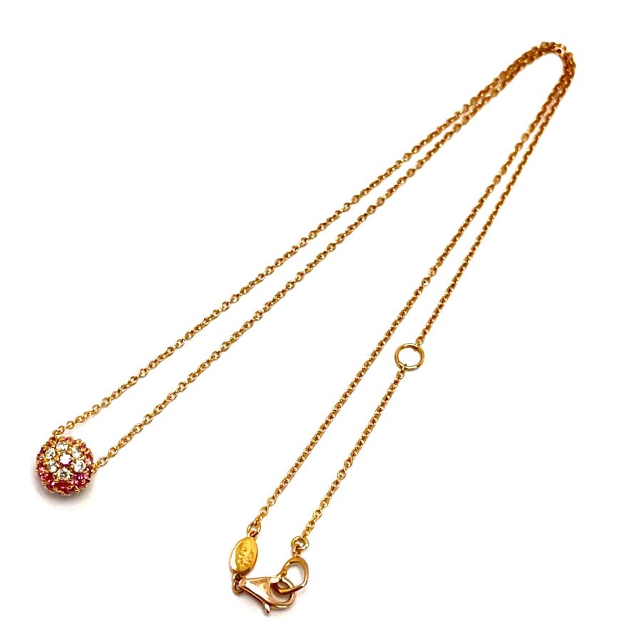 Ponte Vecchio / ポンテヴェキオ　サファイア ダイヤ フラワーボール ネックレス　750PG　0.21ct/0.64ct　プレゼント　ダイヤモンド　ペンダント_3