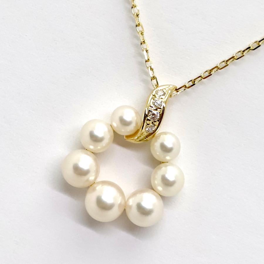 MIKIMOTO（ミキモト） パール ダイヤ ネックレス サークル K18YG 4.0