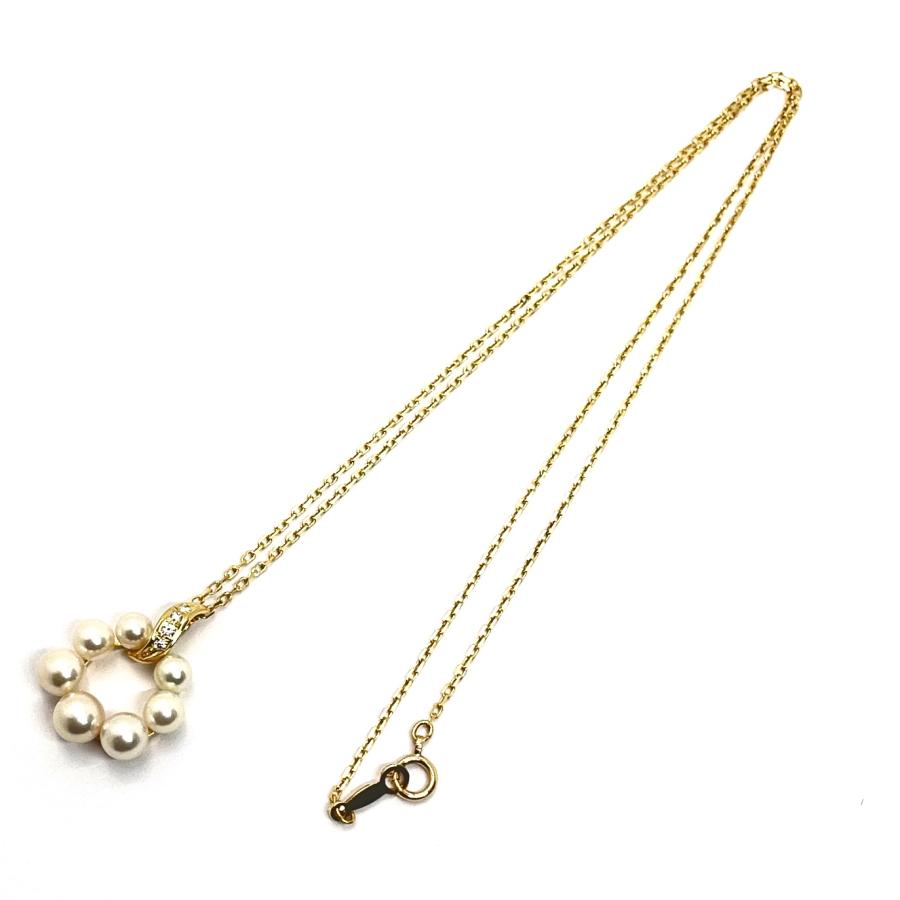 MIKIMOTO（ミキモト） パール ダイヤ ネックレス サークル K18YG 4.0