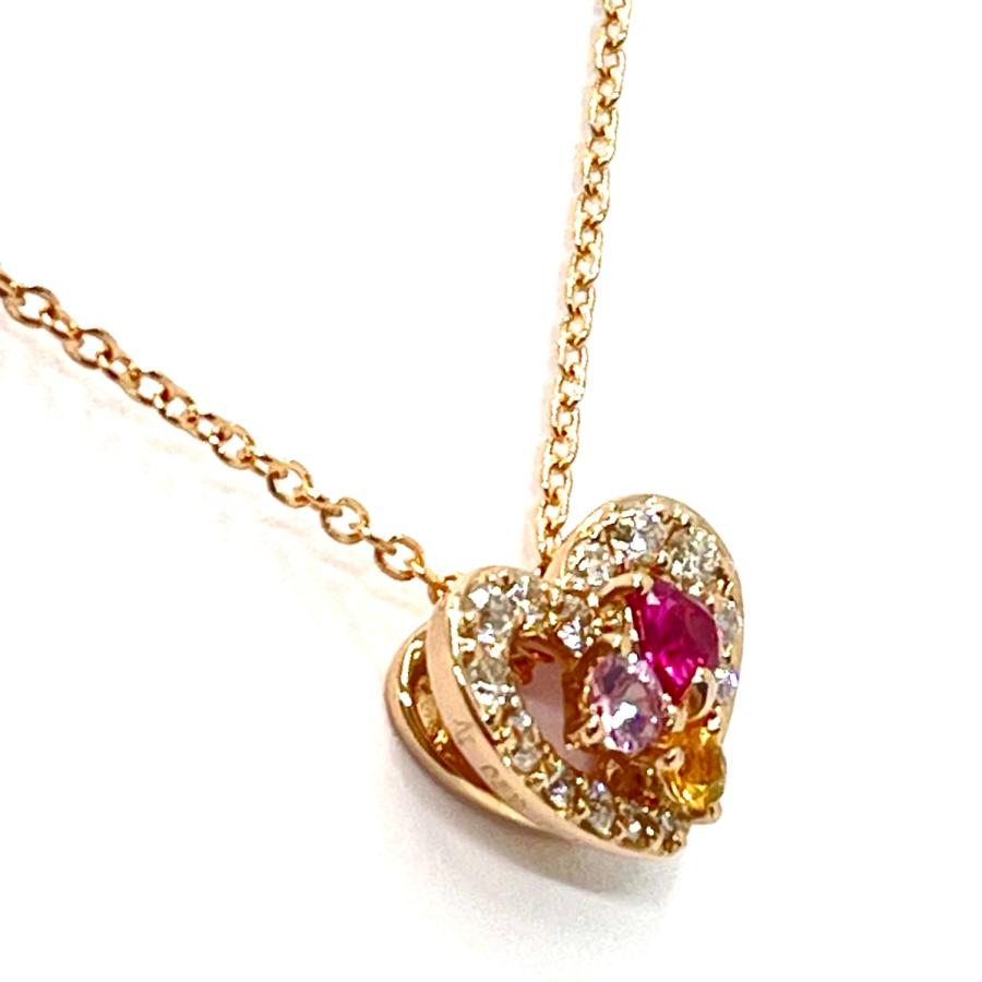 Ponte Vecchio / ポンテヴェキオ　ルビー サファイア ダイヤ ハート ネックレス　K18PG　0.12ct /0.10ct/0.20ct　プレゼント　ダイヤモンド　ペンダント_2
