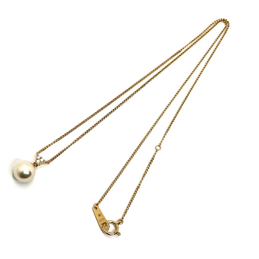 TASAKI タサキ　一粒ダイヤモンド ネックレス　K18 TASAKI（タサキ） パール ダイヤネックレス K18YG 7.8mm 一粒パール