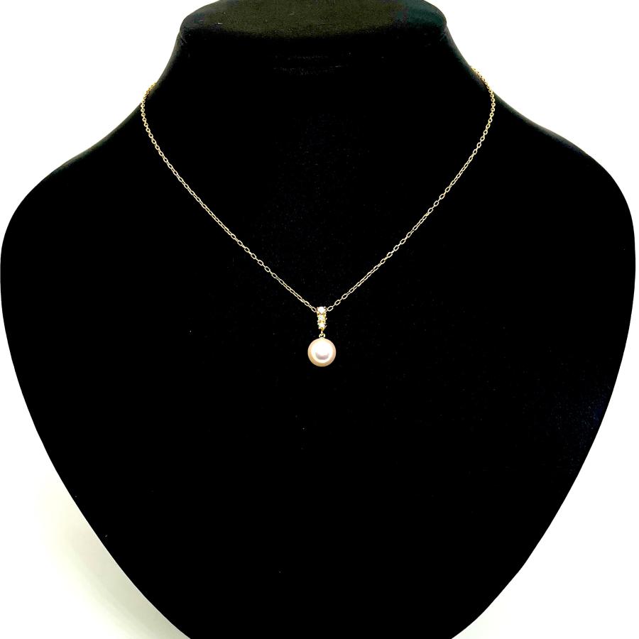 【極美品】MIKIMOTO ミキモト アコヤ真珠×ダイヤモンド ネックレス MIKIMOTO（ミキモト） パール ダイヤネックレス K18YG 8.3mm 一粒