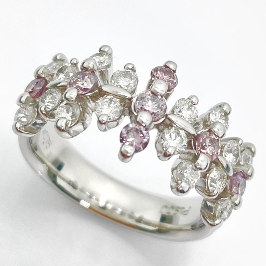 PT900天然ピンクダイヤモンドリングSize11