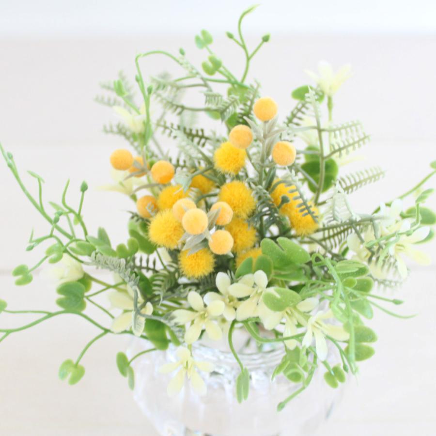 ミモザ＆小花 マジカルウォーター 造花 ガラス アーティフィシャル