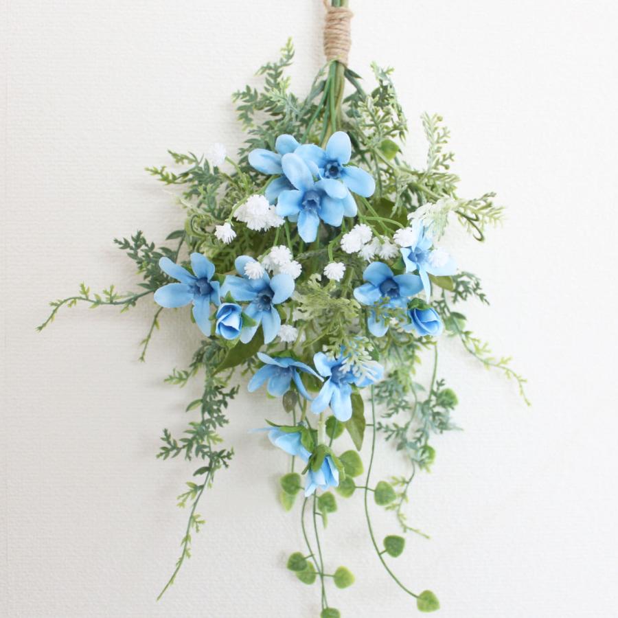 フラワーリース 初春月13 咲き誇る花たち ブルーダリア 玄関リース