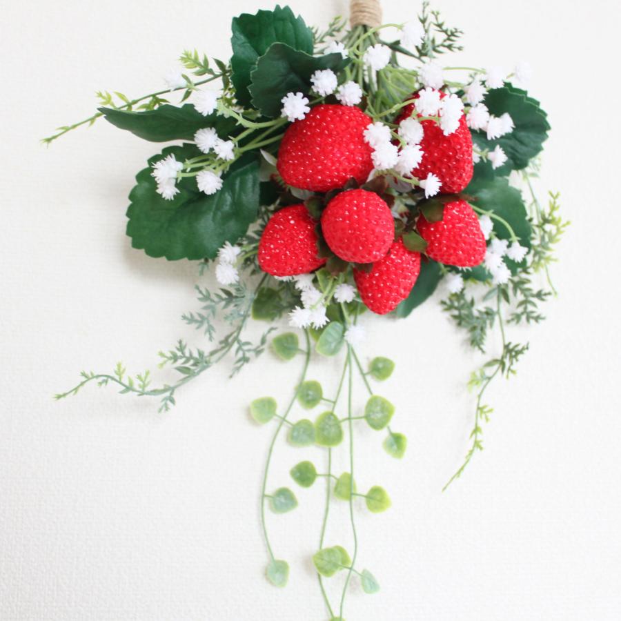 いちご ハートカズラ ミニスワッグリース 壁掛け スワッグ おしゃれ