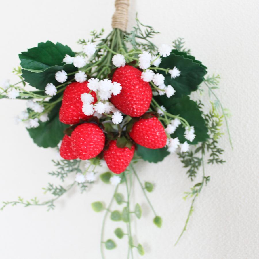 いちご ハートカズラ ミニスワッグリース 壁掛け スワッグ おしゃれ