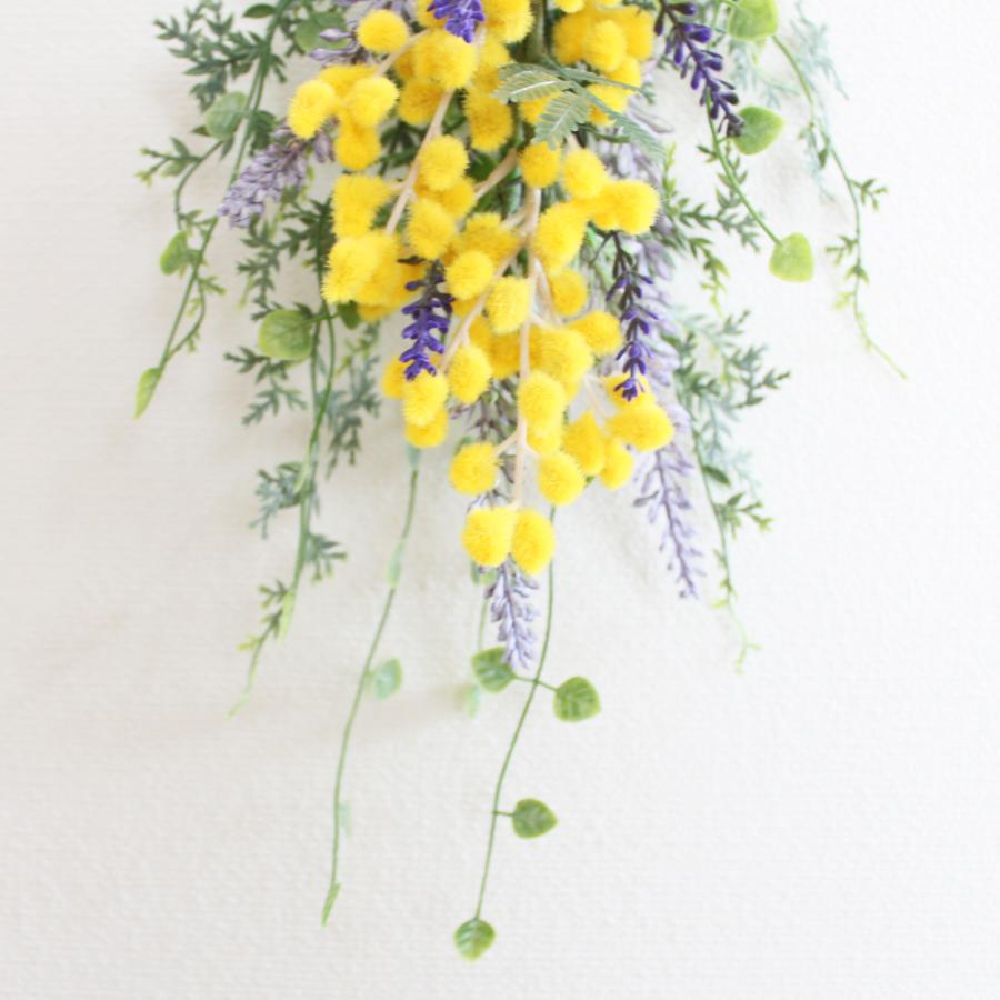 ラベンダー＆ミモザ ミニリース 壁掛け スワッグ おしゃれ 玄関ドア