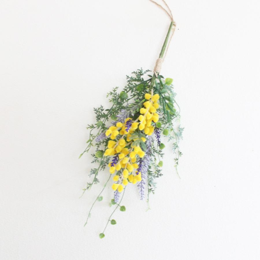 ラベンダー＆ミモザ ミニリース 壁掛け スワッグ おしゃれ 玄関ドア