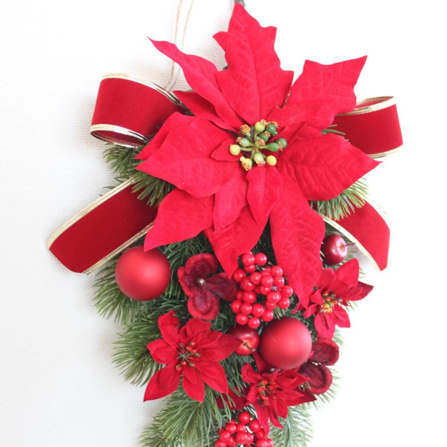 大きなポインセチア レッド系 クリスマスリース 送料無料 スワッグ