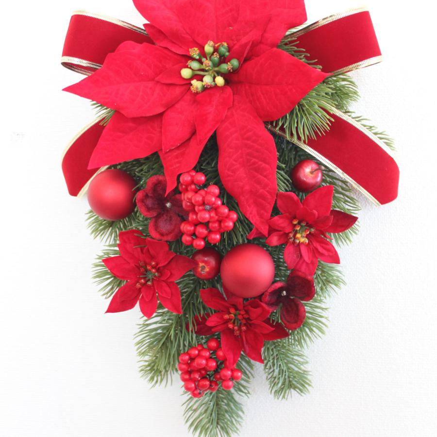大きなポインセチア レッド系 クリスマスリース 送料無料 スワッグ