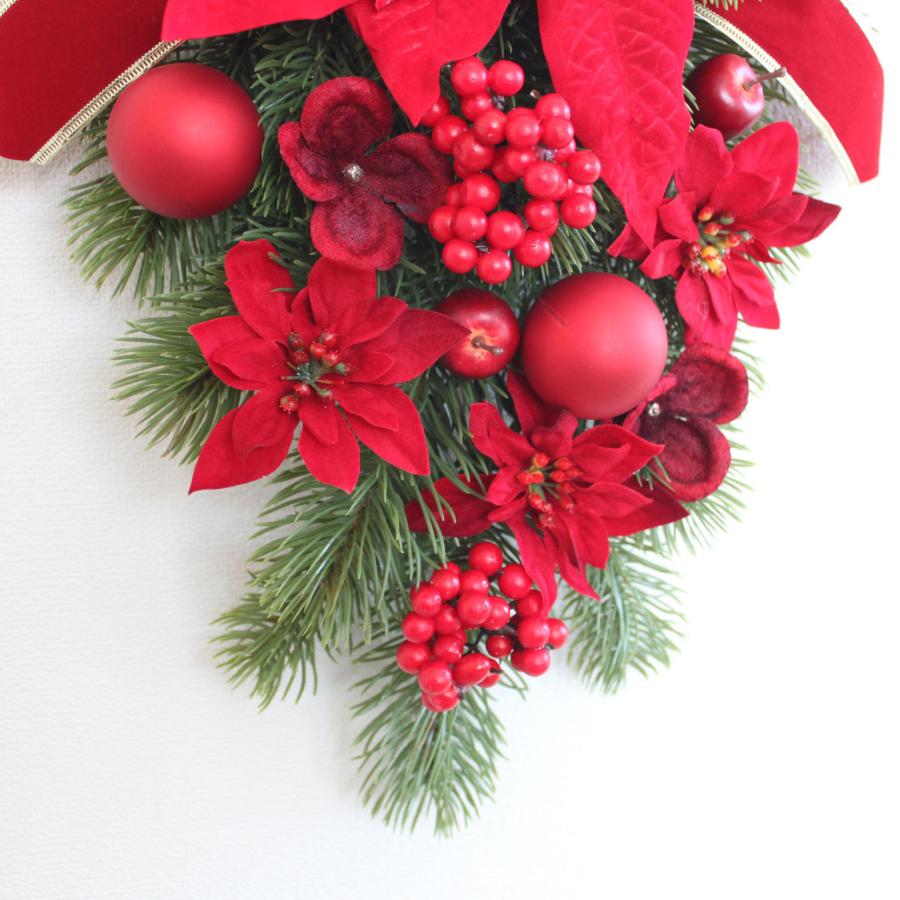 大きなポインセチア レッド系 クリスマスリース 送料無料 スワッグ