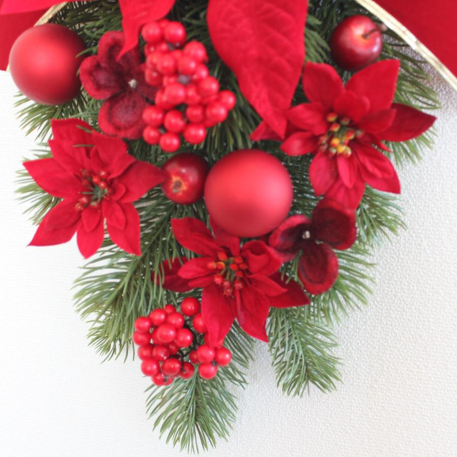 大きなポインセチア レッド系 クリスマスリース 送料無料 スワッグ