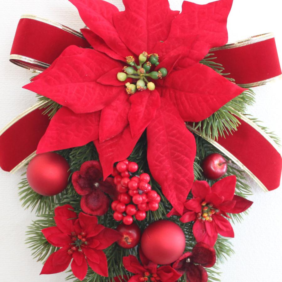 大きなポインセチア レッド系 クリスマスリース 送料無料 スワッグ