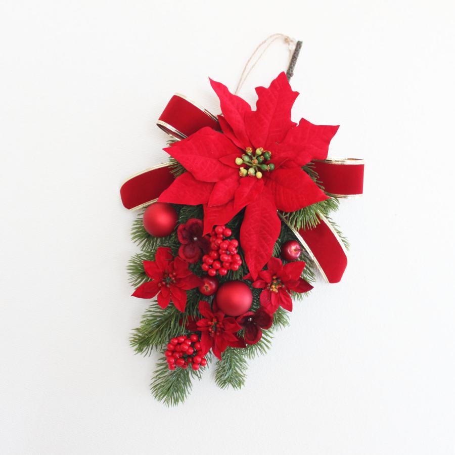 大きなポインセチア レッド系 クリスマスリース 送料無料 スワッグ