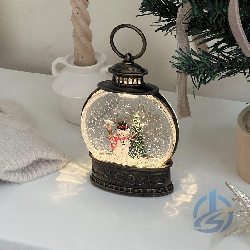 クリスマス スノードーム ランタン ライト付き オブジェ 雪景色