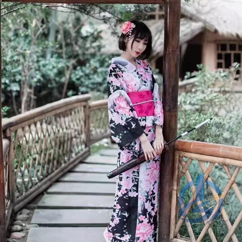 浴衣 セパレート 大人 レディース セット ワンピース 黒 ピンク ioso