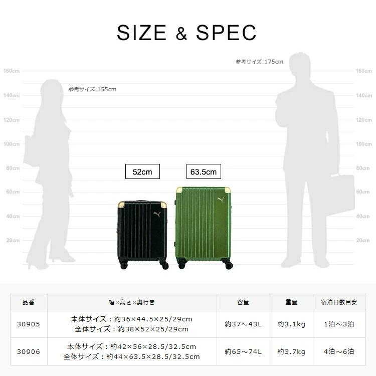 PUMA スーツケース フライジング Mサイズ 無料預け入れ プーマ puma 60L 70L 拡張 軽量 国内 海外 修学旅行 ブランドの画像