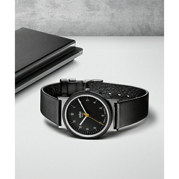 BRAUN ブラウン アナログ 腕時計 AW10 復刻 ドイツ製 ブラック レザーの画像