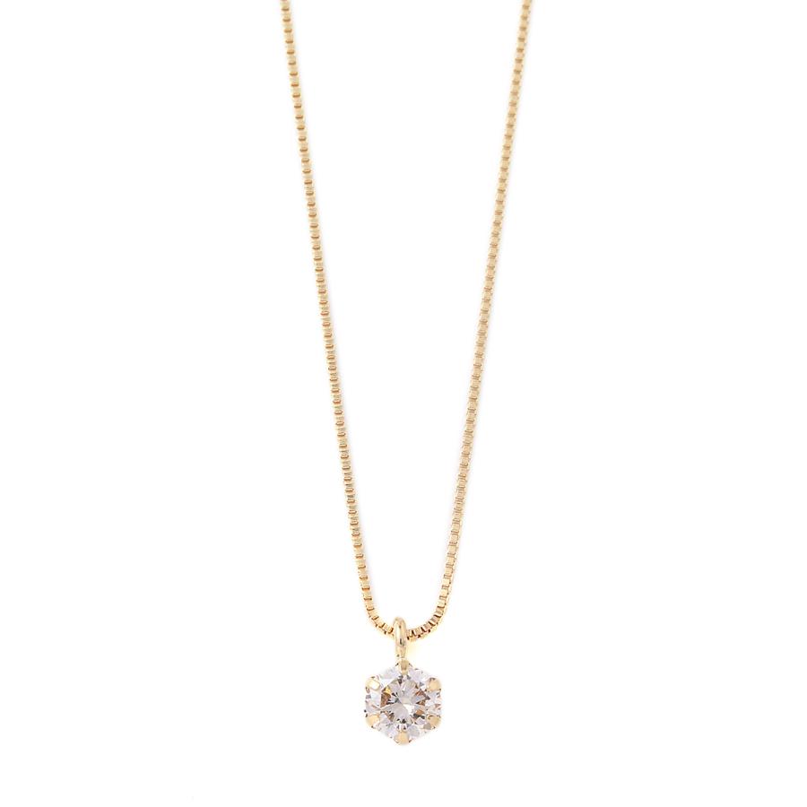 ダイヤモンド ネックレス 0.1カラット 0.1ct イエローゴールド 18金 