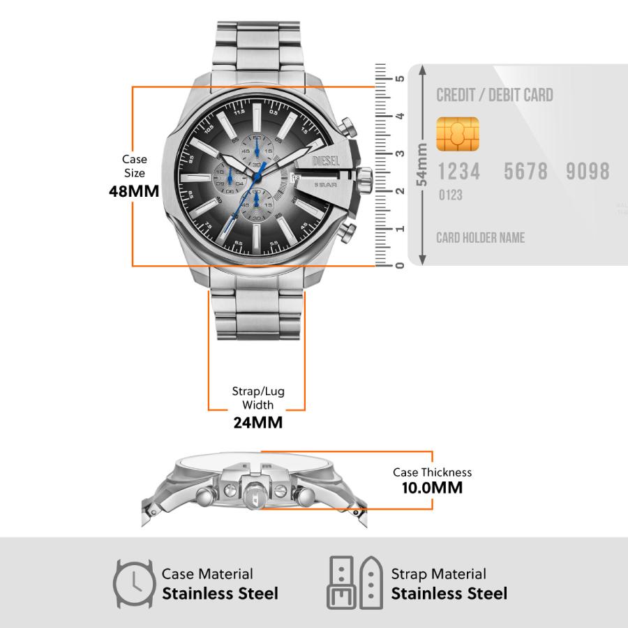 ディーゼル DIESEL 腕時計 メンズ MEGA CHIEF SLIM ステンレススチールウォッチ DZ4686の画像