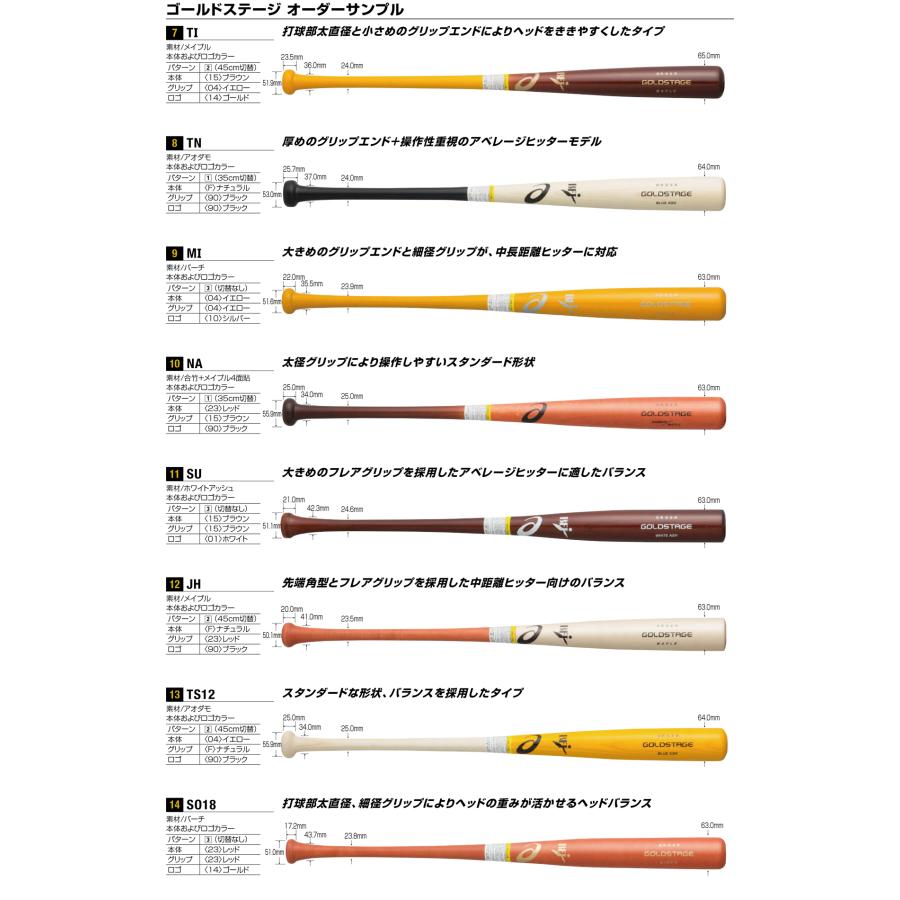 【期間限定大特価】アシックスゴールドステージ木製硬式オーダーバット ASICS ＜受注生産＞アシックス（asics） BB2KWB 硬式用木製