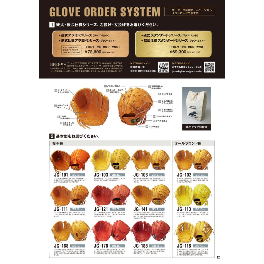 ＜受注生産＞ジュンケイグラブ（JUNKEI GLOVE） 硬式用オーダーグラブ・ミット アラミドシリーズ vol.4対応 グラブ型付け無料サービス 硬式グラブ グローブ 野球｜grandslam｜07