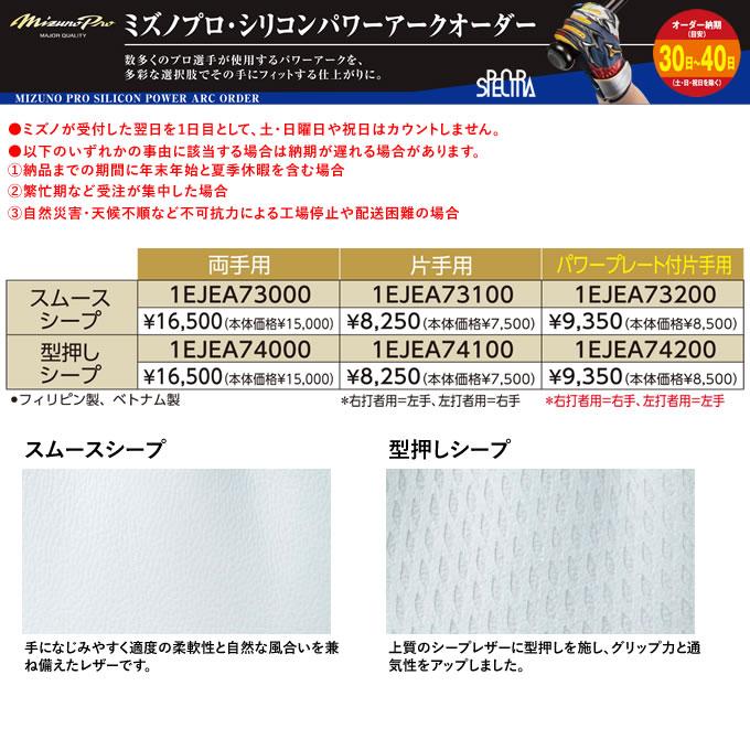 ＜受注生産＞ミズノ（MIZUNO） ミズノプロ・シリコンパワーアークオーダー 両手用 バッティング手袋オーダー 1EJEA73000 1EJEA74000 MizunoPro MP 野球 | MIZUNO | 02