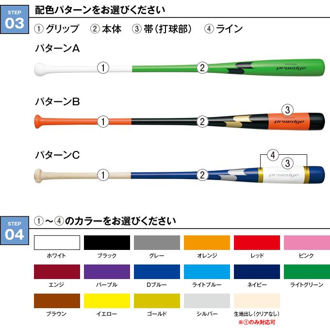 ＜受注生産＞エスエスケイ（SSK） PENW001 プロエッジ・ノックバットオーダー 朴＋打球部メイプル貼り 木製オーダーバット｜grandslam｜04