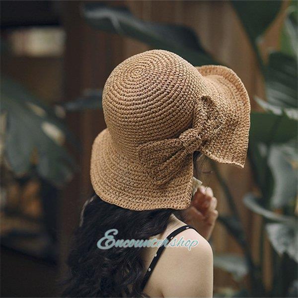 開店祝い-•帽子 レディース 春夏 通気性 手編み 収納便利 折りたたみ