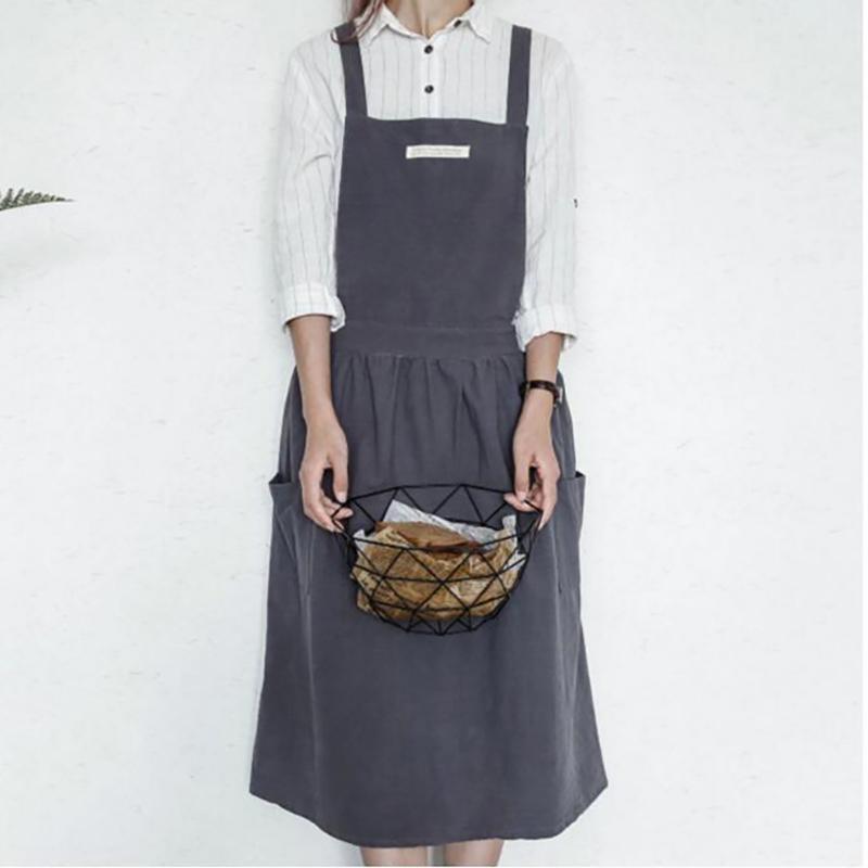 在庫一掃セール エプロン おしゃれ X型 左右ポケット付き ロング 透け