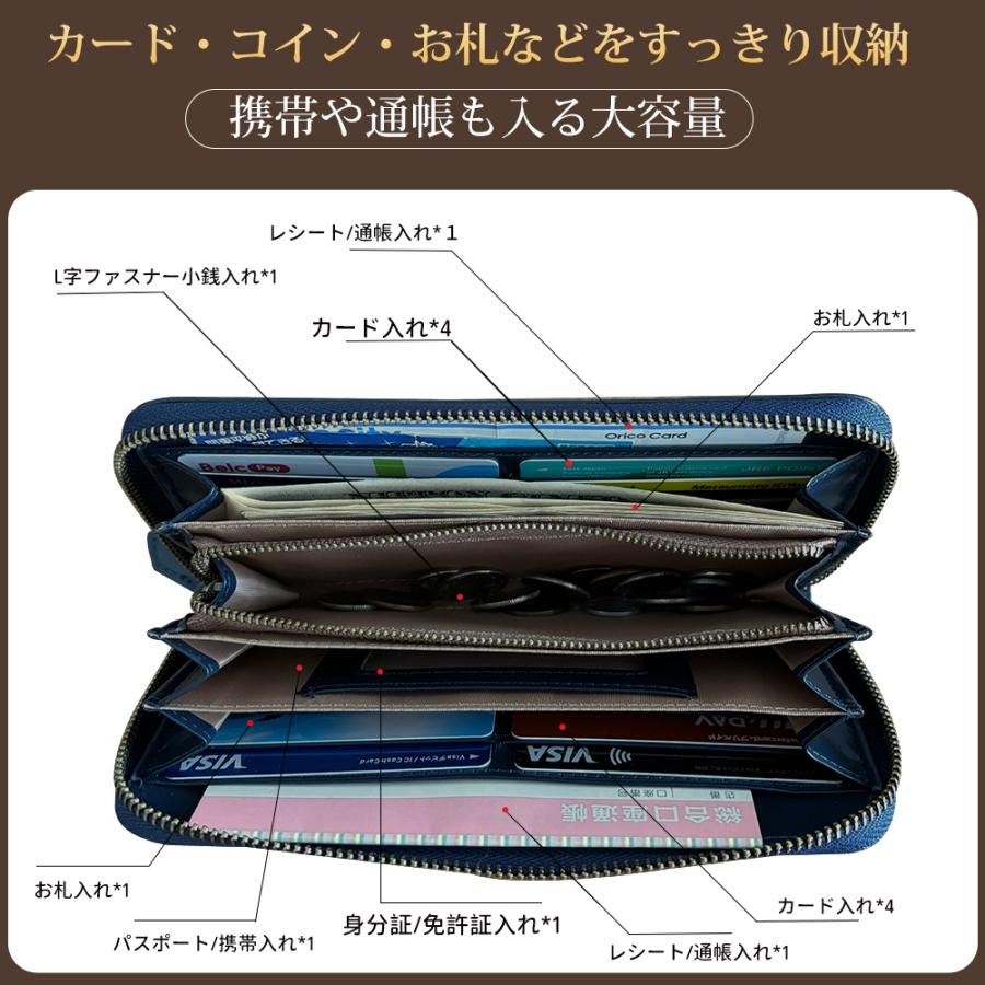 財布 メンズ 長財布 本革 高級感 小銭入れ L字ファスナー 大容量 コインケース 使いやすい RFID スキミング防止 革 レザー ギフト