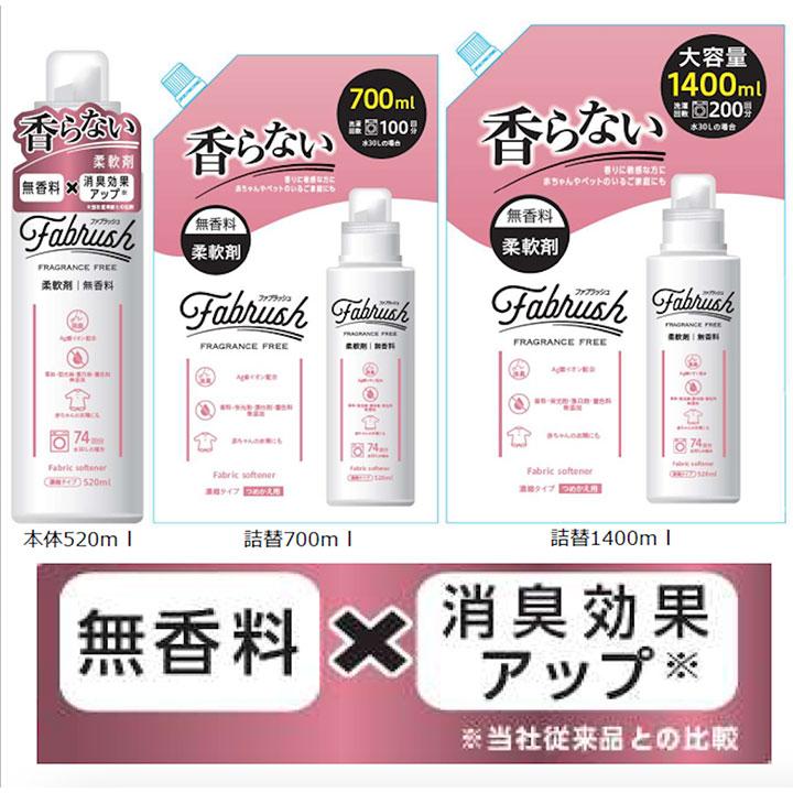 柔軟剤 詰め替え FABRUSH ファブラッシュ 濃縮柔軟剤 無香料 ボトル＋