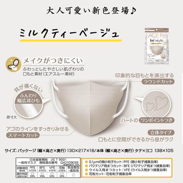 ビースタイル マスク 不織布 50枚 立体 ふつうサイズ 5枚入 10袋セット