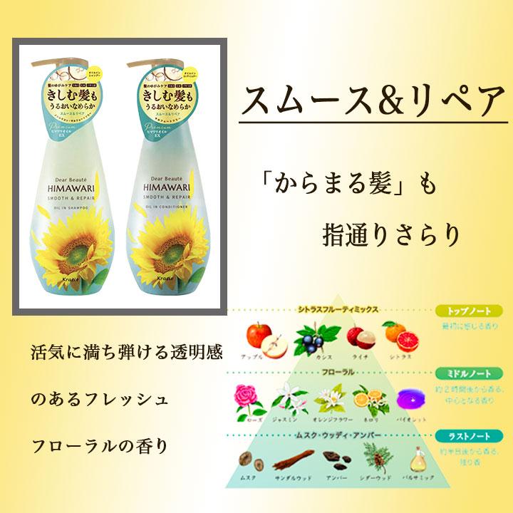 クラシエ ディアボーテ ヒマワリ オイルインシャンプー＆コンディショナー グロス＆リペア 詰替 400ml 各1個 ノンシリコン｜granire｜09