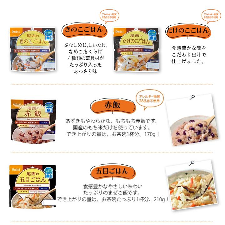 アルファ米 非常食セット 5 年保存 尾西 レンジプラスシリーズ 6種類