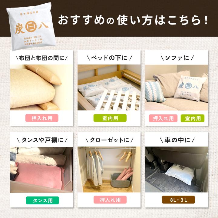 出雲屋炭八 炭八 除湿剤 室内用 炭八 12L 3袋セット 乾燥剤 湿気取り