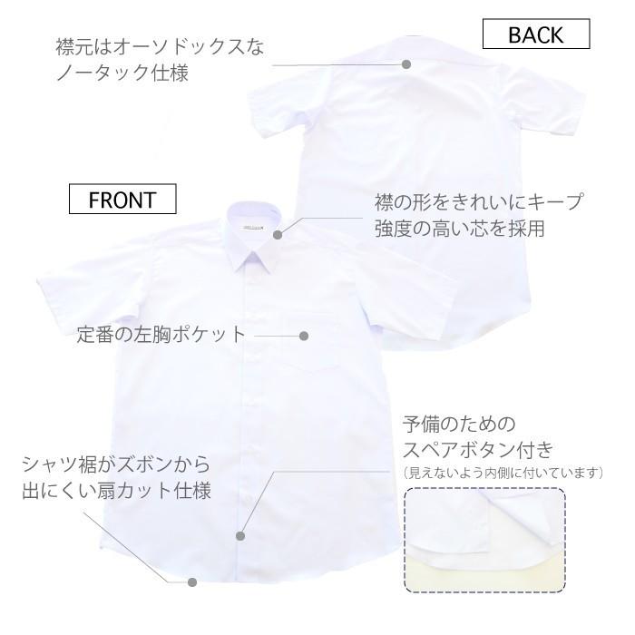学生服 ワイシャツ 半袖 男子 A体(標準) 3枚入 スクールタイガー 学生 Yシャツ カッターシャツ 白 ノーアイロン 形態安定 抗菌防臭 高校生 中学生|granlumie-boutique|04