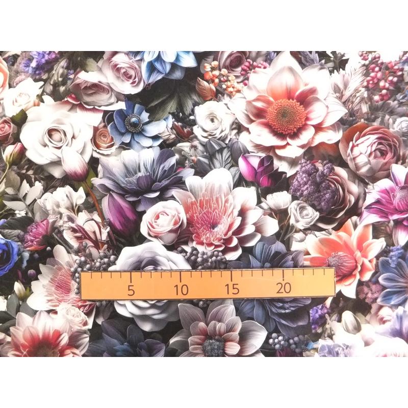 nora．リアルフラワーグレー　デジタルプリント　(綿 生地 布) |  | 01