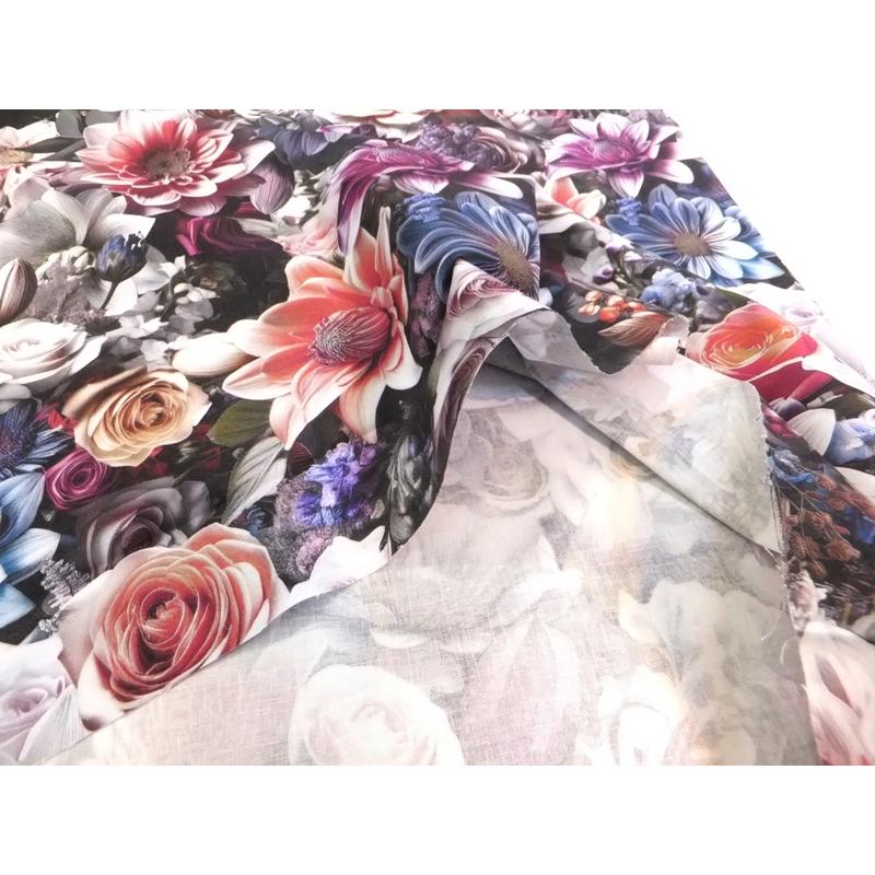 nora．リアルフラワーグレー　デジタルプリント　(綿 生地 布) |  | 03